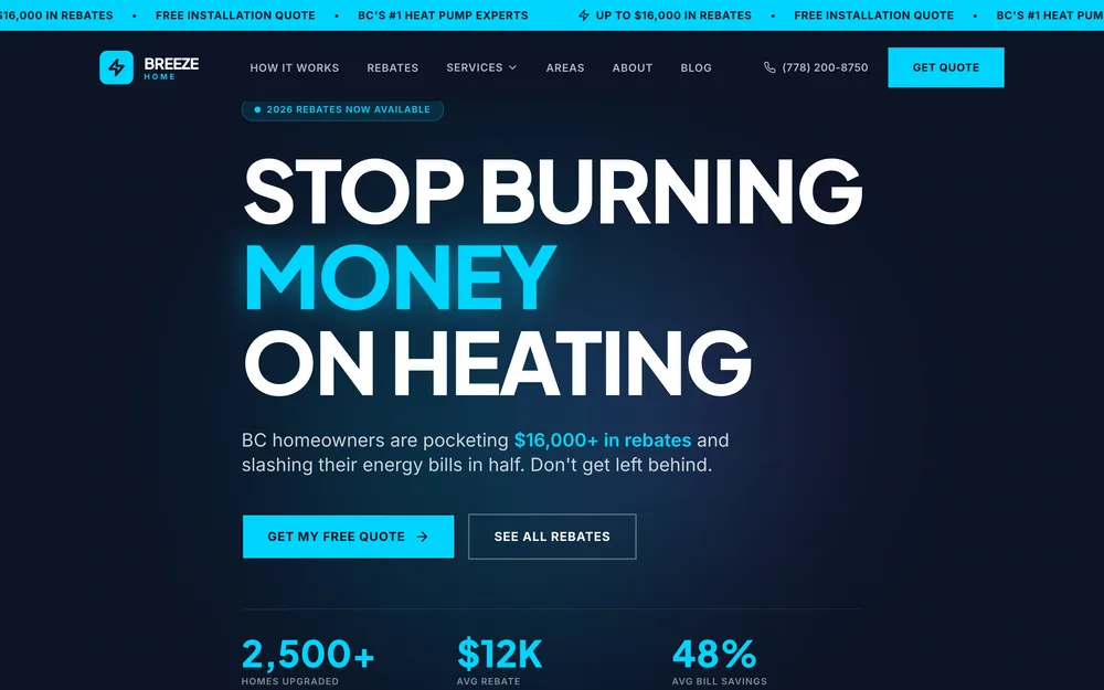 Breeze Home website by LocalFrame